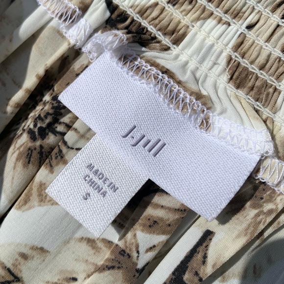 NEW! J. Jill Neutral Color Floral with Center Crossover Flowy Skirt - Picture 2 of 8